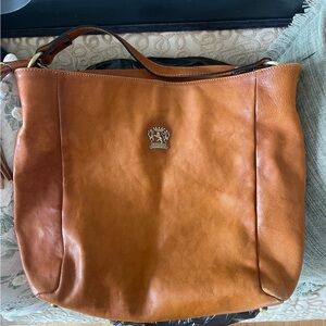 Pratesi Poppi B352 Shoulder Bag In Genuine Italian Leather Made In Italy Cognac